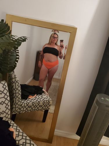 Customer photo review of 'Empower' Mid Rise Cheeky Bikini Bottom