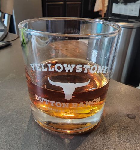 Customer photo review of Yellowstone Dutton Ranch Bozeman Montana - Old Fashioned Whiskey Rocks Bourbon Glass