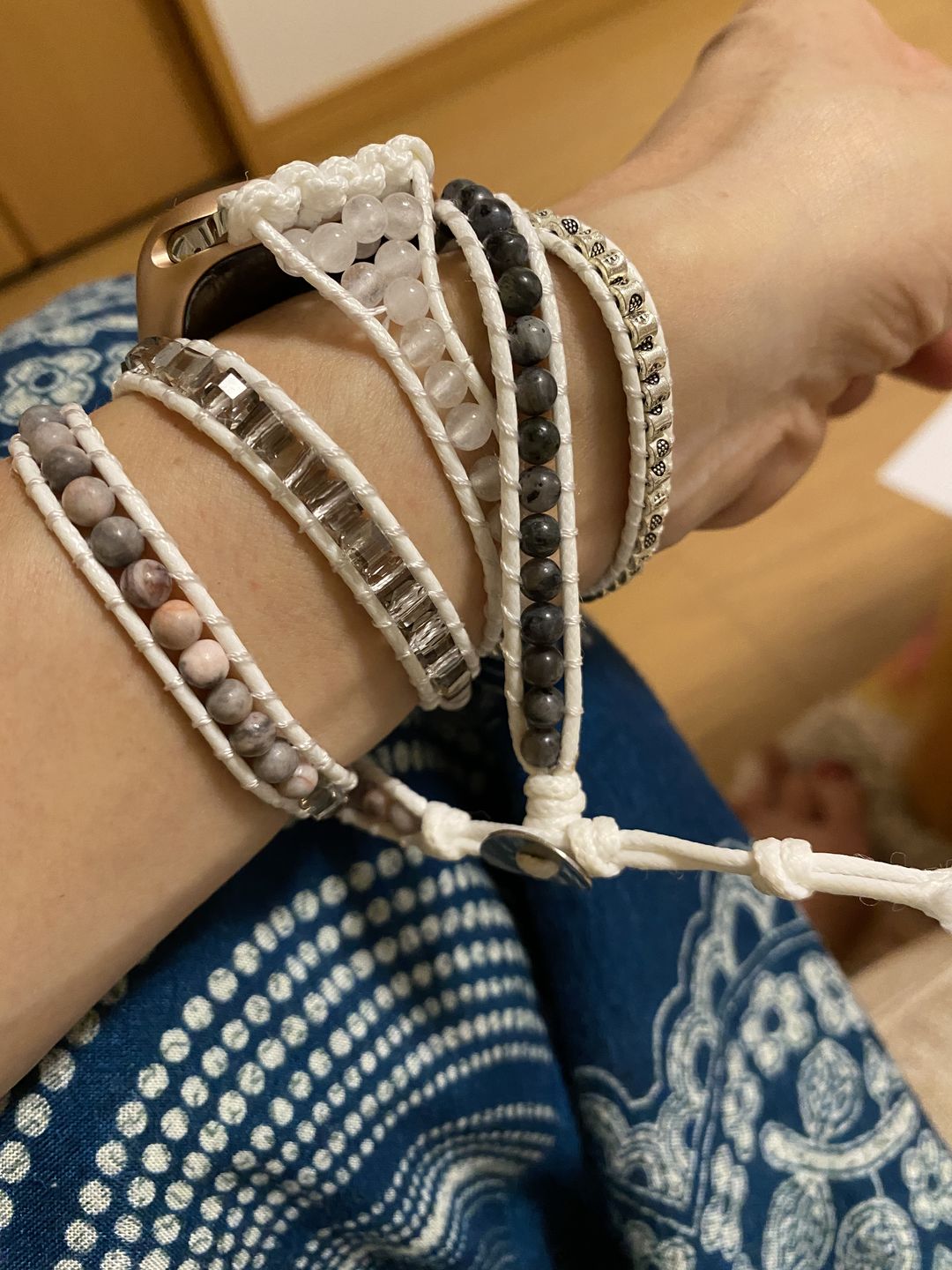 Customer photo review of White Labradorite Apple Watch Strap