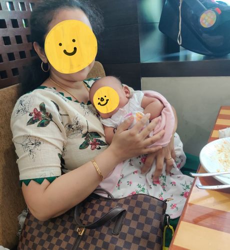 Customer photo review of Cream & Bottle Green Floral Maxi