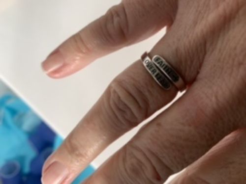 Customer photo review of "FAITH OVER FEAR" Sterling Silver Cross Ring (BEST SELLER)