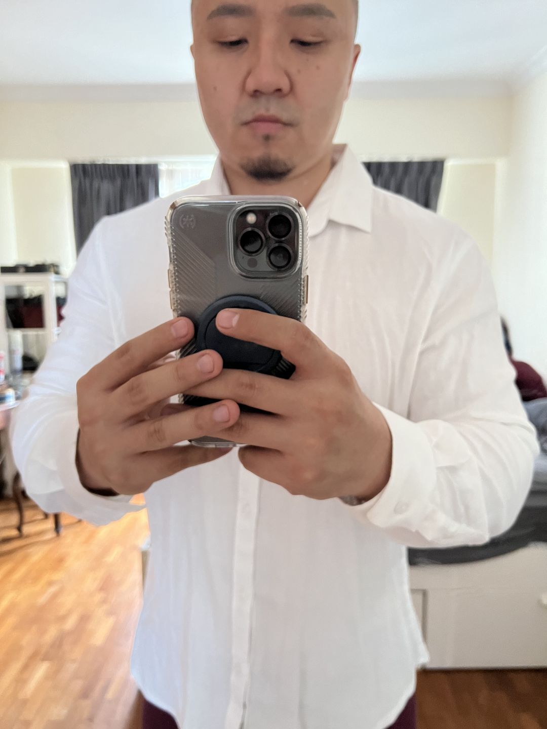 Customer photo review of Performance Linen Shirt - White