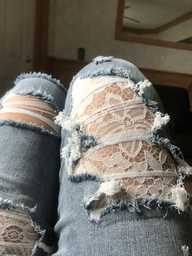 Customer photo review of Judy Blue Denim and Lace Jeans
