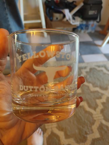 Customer photo review of Yellowstone Dutton Ranch Bozeman Montana - Old Fashioned Whiskey Rocks Bourbon Glass