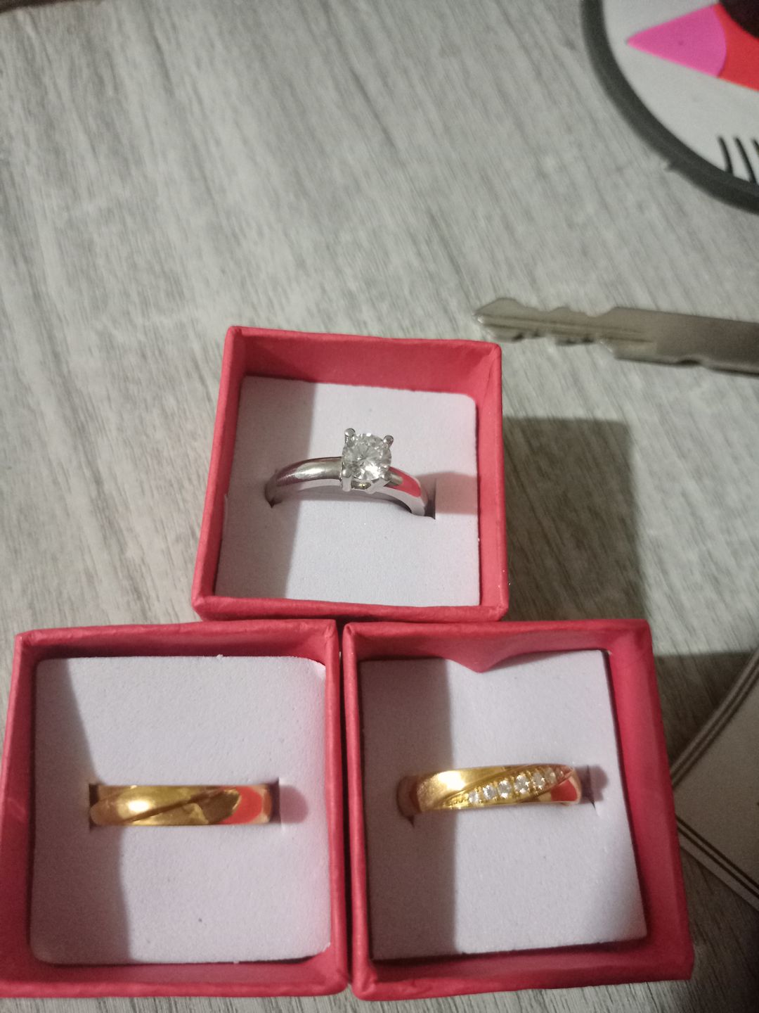 Customer photo review of Burgundy Wedding Rings