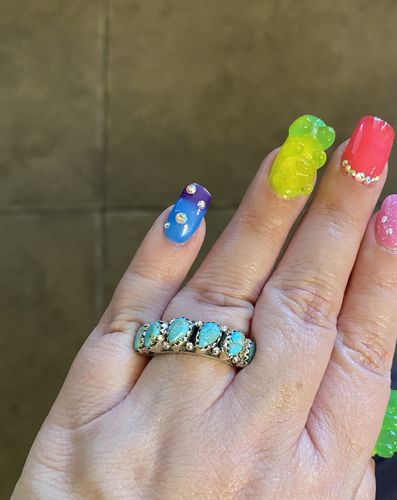 Customer photo review of Handmade Sterling Silver & Natural Kingman Turquoise Cluster Ring