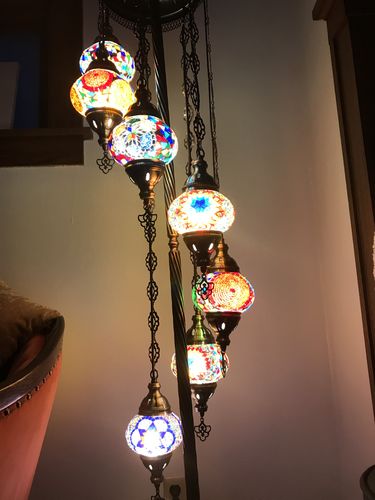 Customer photo review of Mosaic Table Lamp Fixture for Medium and Large Globes