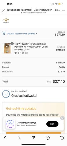 Customer photo review of *NEW* (2X1) 14k Chanel Small Pendant W/ Hollow Cuban Chain Included JTJ™