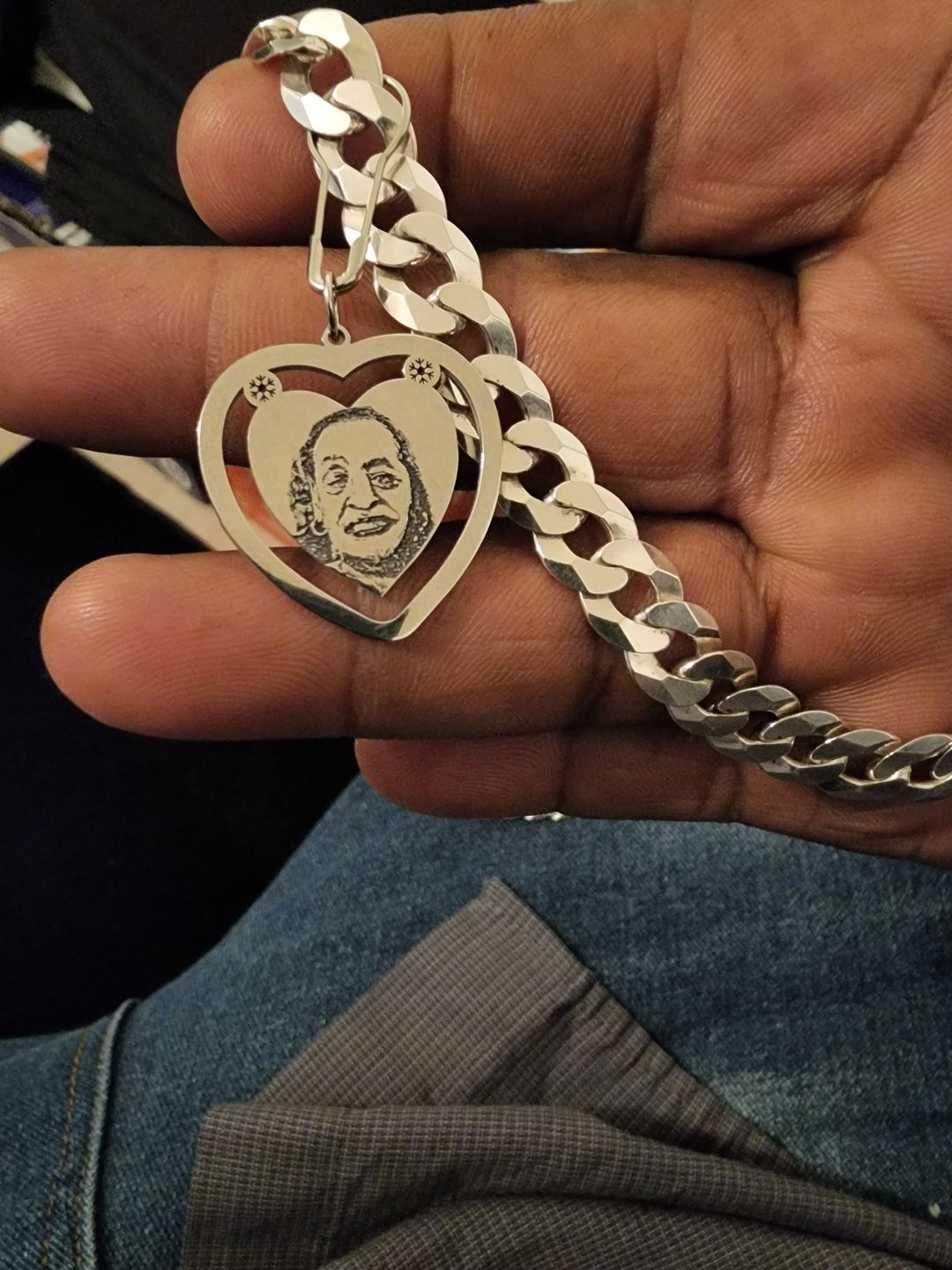 Customer photo review of Photo Engraved Heart Necklace