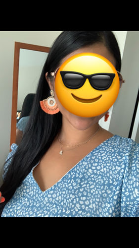 Customer photo review of Peach Parfait Embellished Earrings