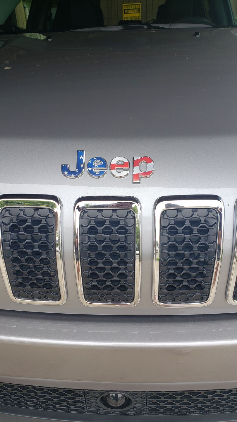 Customer photo review of JEEP Emblem Overlay Decals – American Flag Print | Fits Grand Cherokee, Cherokee, Compass, Renegade, Liberty & Patriot