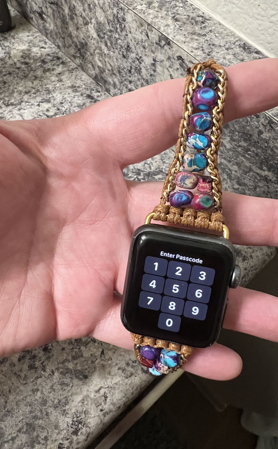 Customer photo review of Moonlight Jasper Apple Watch Strap