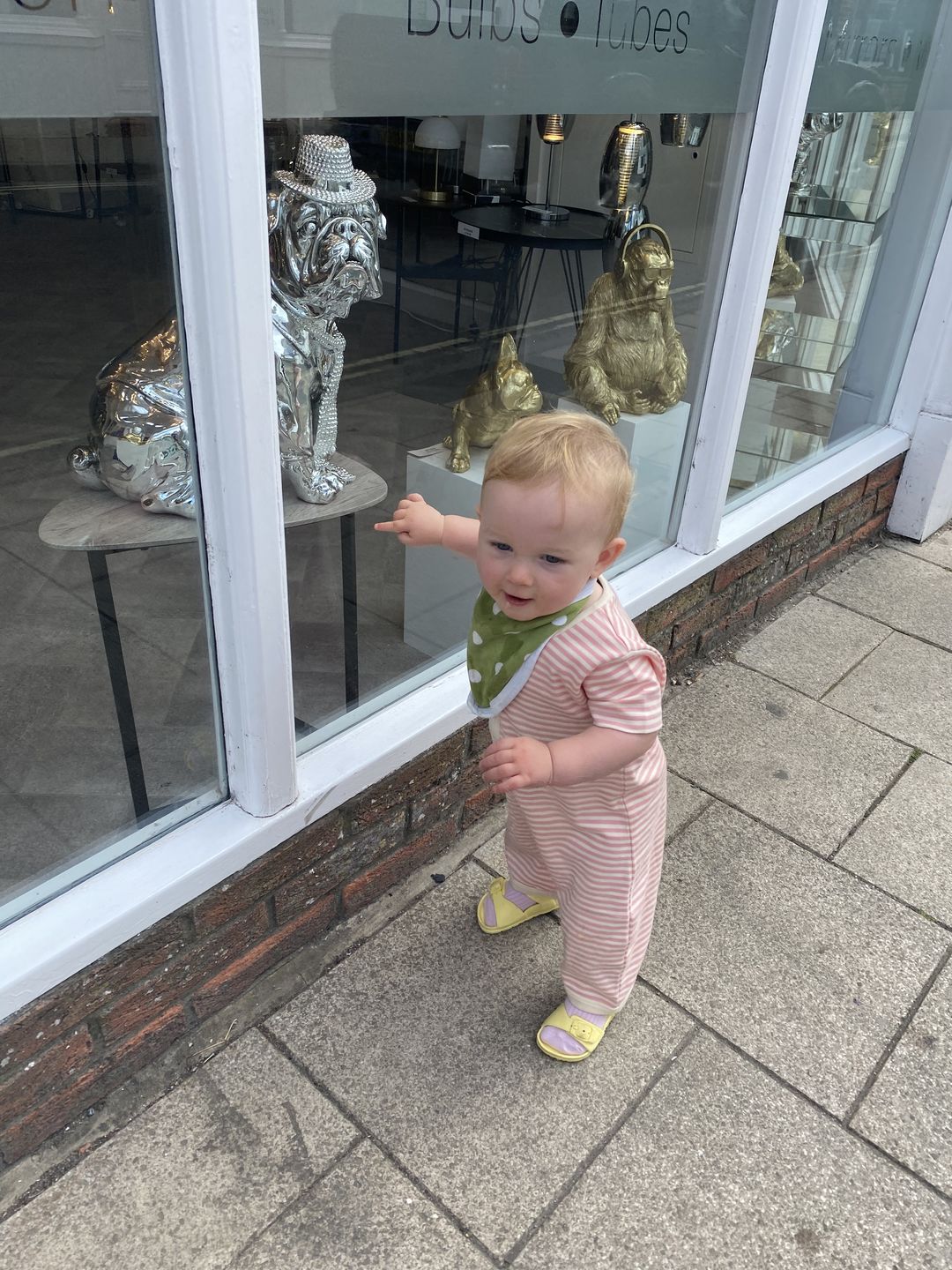 Customer photo review of Pink Striped Organic Shortie Romper