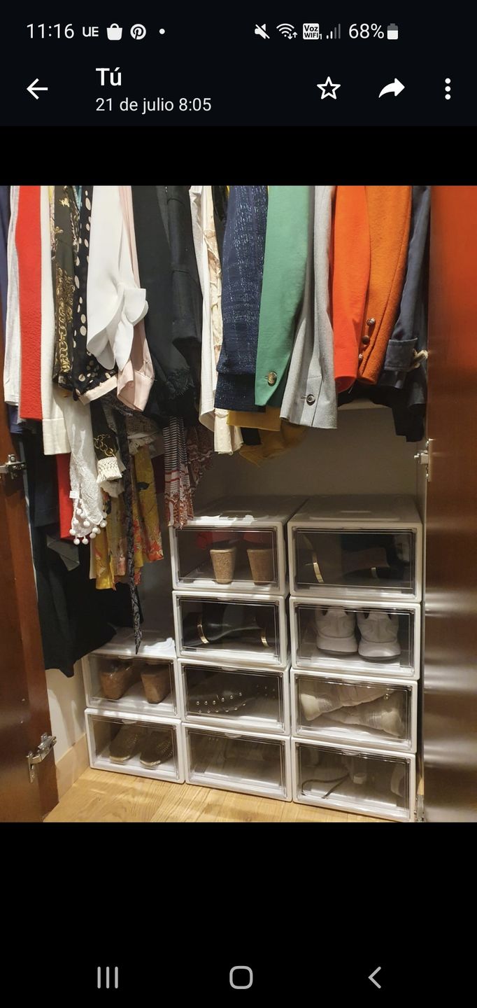 Customer photo review of Set 10 Cajas Organizadoras de Zapatos Blanco Transparente