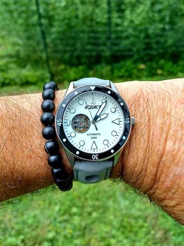 Customer photo review of Aquacy Hei Matau Cave Diver Open Heart Men's Automatic 200M White of Pearl Dive Watch CD.38.WHMOP.B.L