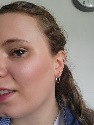 Customer photo review of Silver Irregular Hoop Earrings