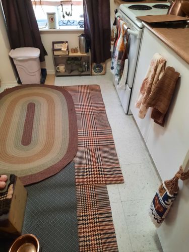 Customer photo review of Brown Beige And Red Glen Plaid Print Area Rug