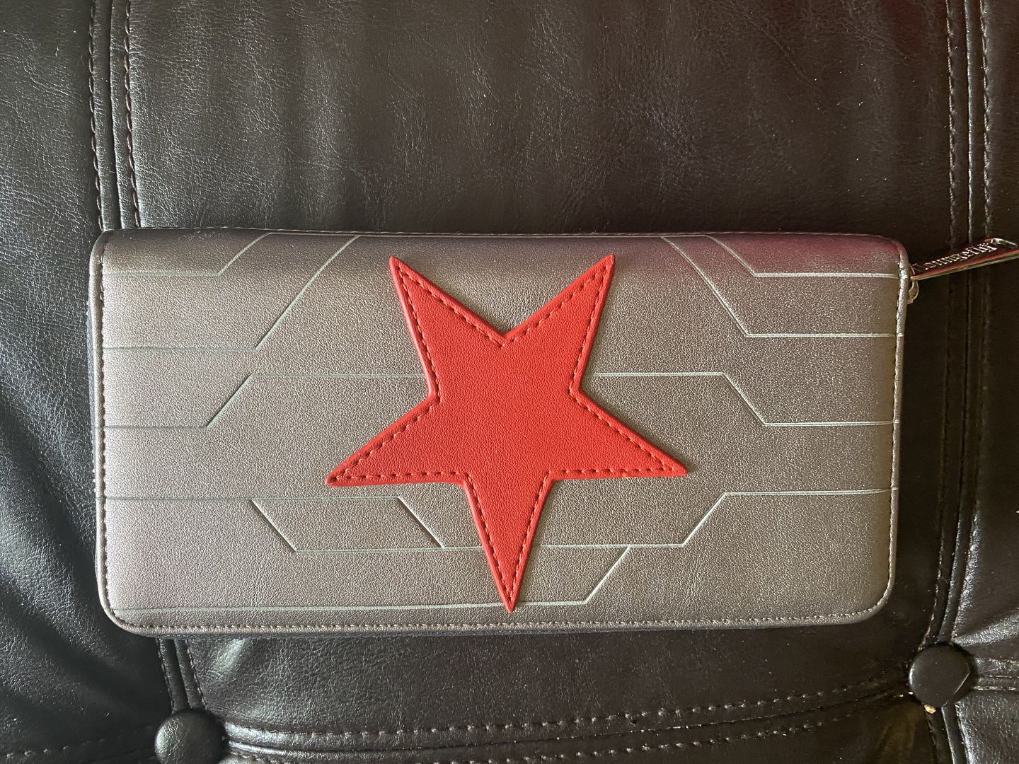 Customer photo review of Loungefly Marvel Winter Soldier Cosplay Zip-Around Wallet
