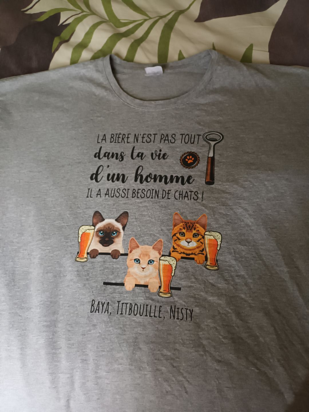 Customer photo review of Bière et Miaou - T-Shirt personnalisé