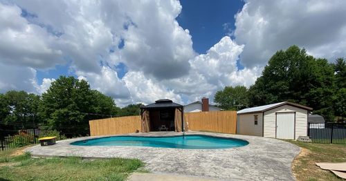 Customer photo review of 10'x12' Hardtop Gazebo Galvanized Steel Double-Roof Gazebo w/ Netting & Curtain, Brown