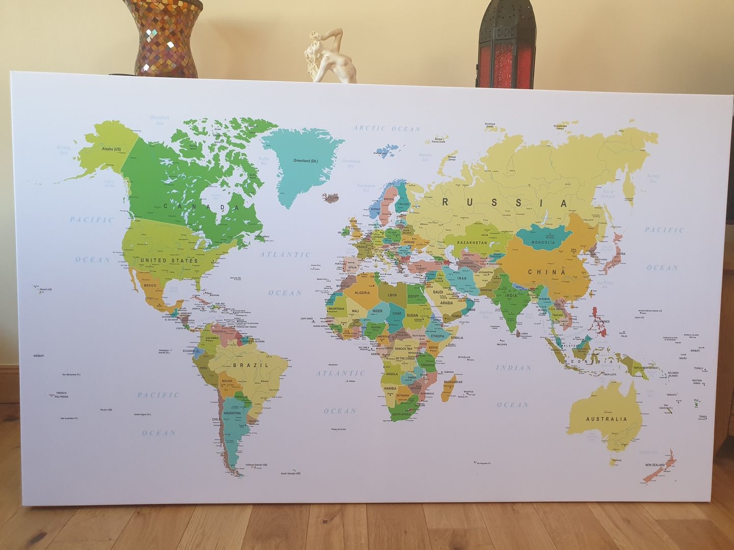 Customer photo review of World Map Canvas Print