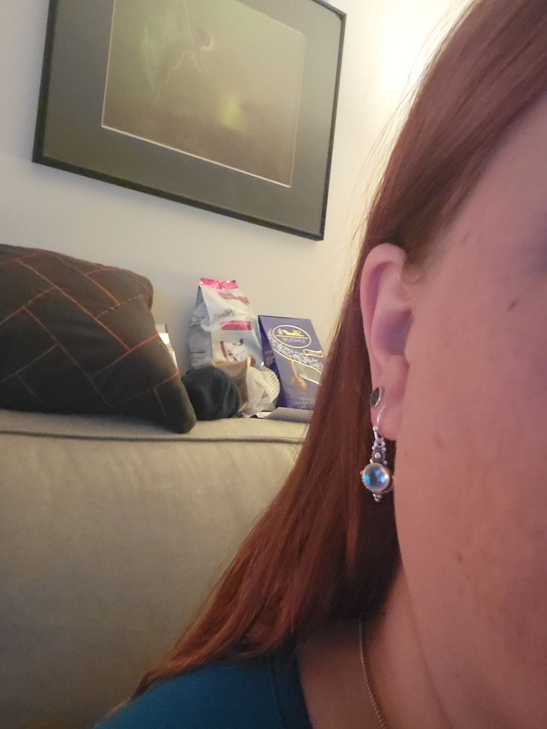 Customer photo review of Dangle Drop Moonstone Earrings