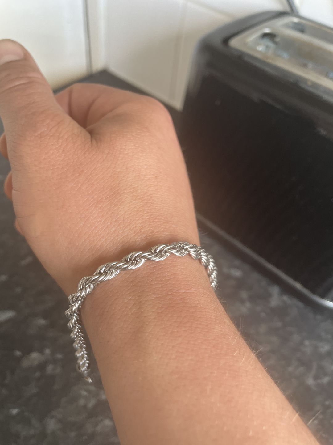 Customer photo review of 6MM Rope Chain + Bracelet - White Gold