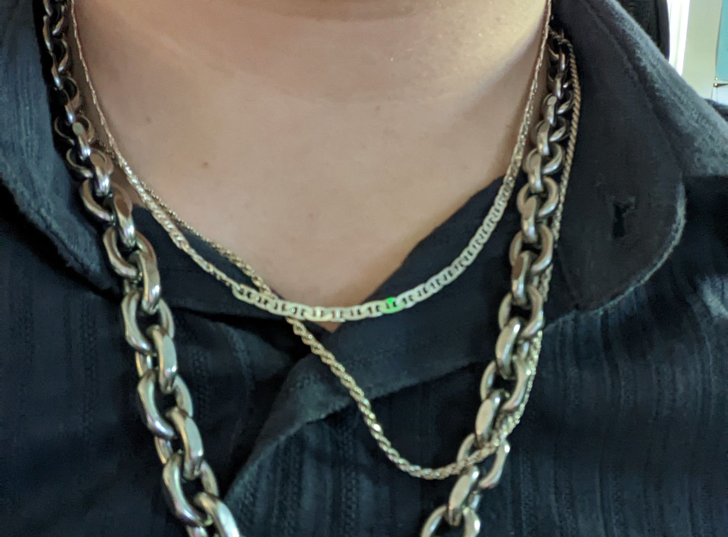 Customer photo review of STERLING SILVER MARINER CHAINS 16"-22"