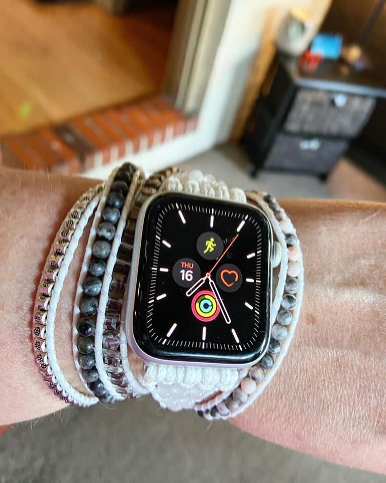 Customer photo review of White Labradorite Apple Watch Strap