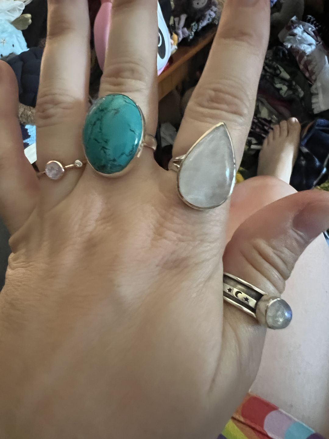 Customer photo review of Sterling Silver Teardrop Large Moonstone Ring