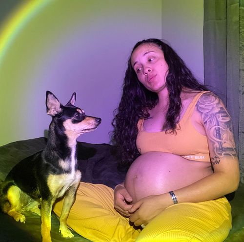 Customer photo review of Faint Orange Ribbed Jogger Set