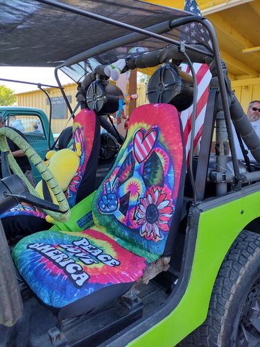 Customer photo review of Hippie Sunflower Tie Dye Car Seat Covers Custom Peace Love America Car Accessories Meaningful Gifts
