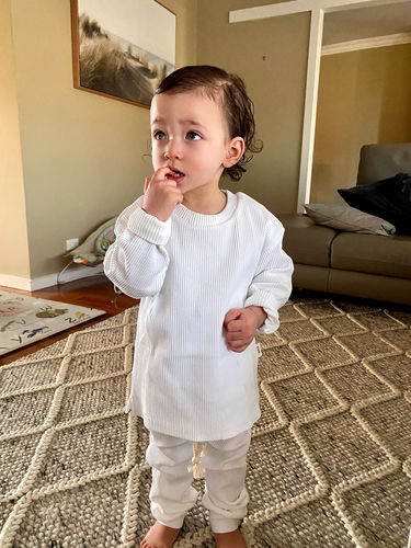 Customer photo review of Chunky Ribbed Long Set - White