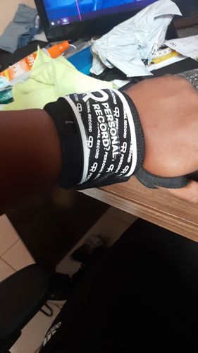 Customer photo review of Personal Record Heavy Duty Premium Wrist Wraps PR901 - Black/White