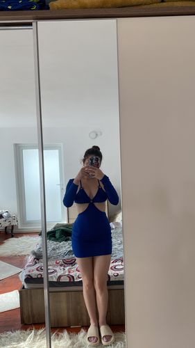 Customer photo review of Solid Cut Out O-ring Front Mini Dress