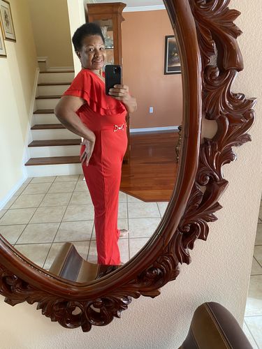 Customer photo review of Casual Fashion Layered Ruffle Sleeve V-Neck Jumpsuit