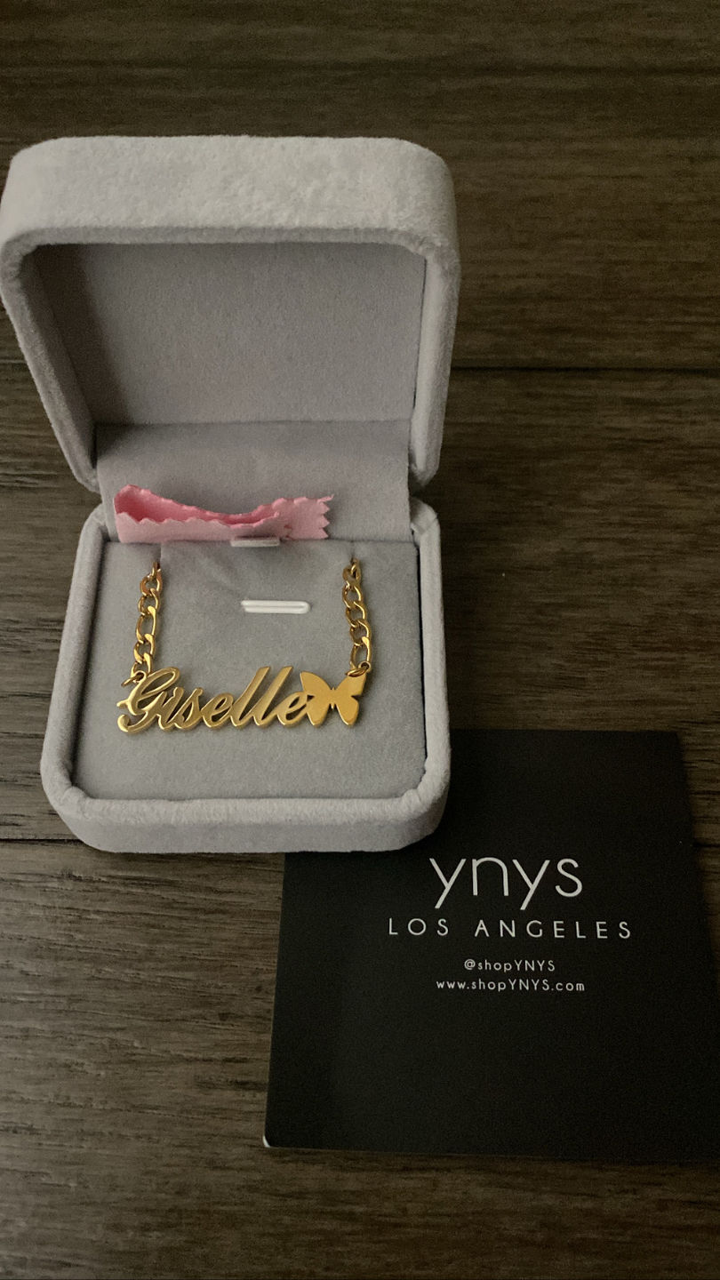 Customer photo review of Butterfly Name Necklace