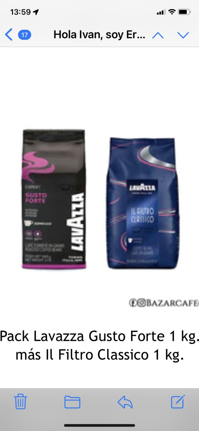 Customer photo review of Pack Lavazza Gusto Forte 1 kg más Il Filtro Classico 1 kg