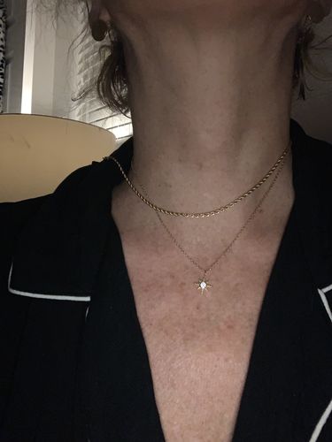 Customer photo review of 925 Sterling Silver Medium Sun Necklace