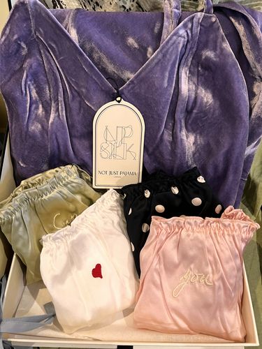 Customer photo review of Not Just Pajama | Velvet Night – Ballerina Mini Velvet Silk Slip Dress