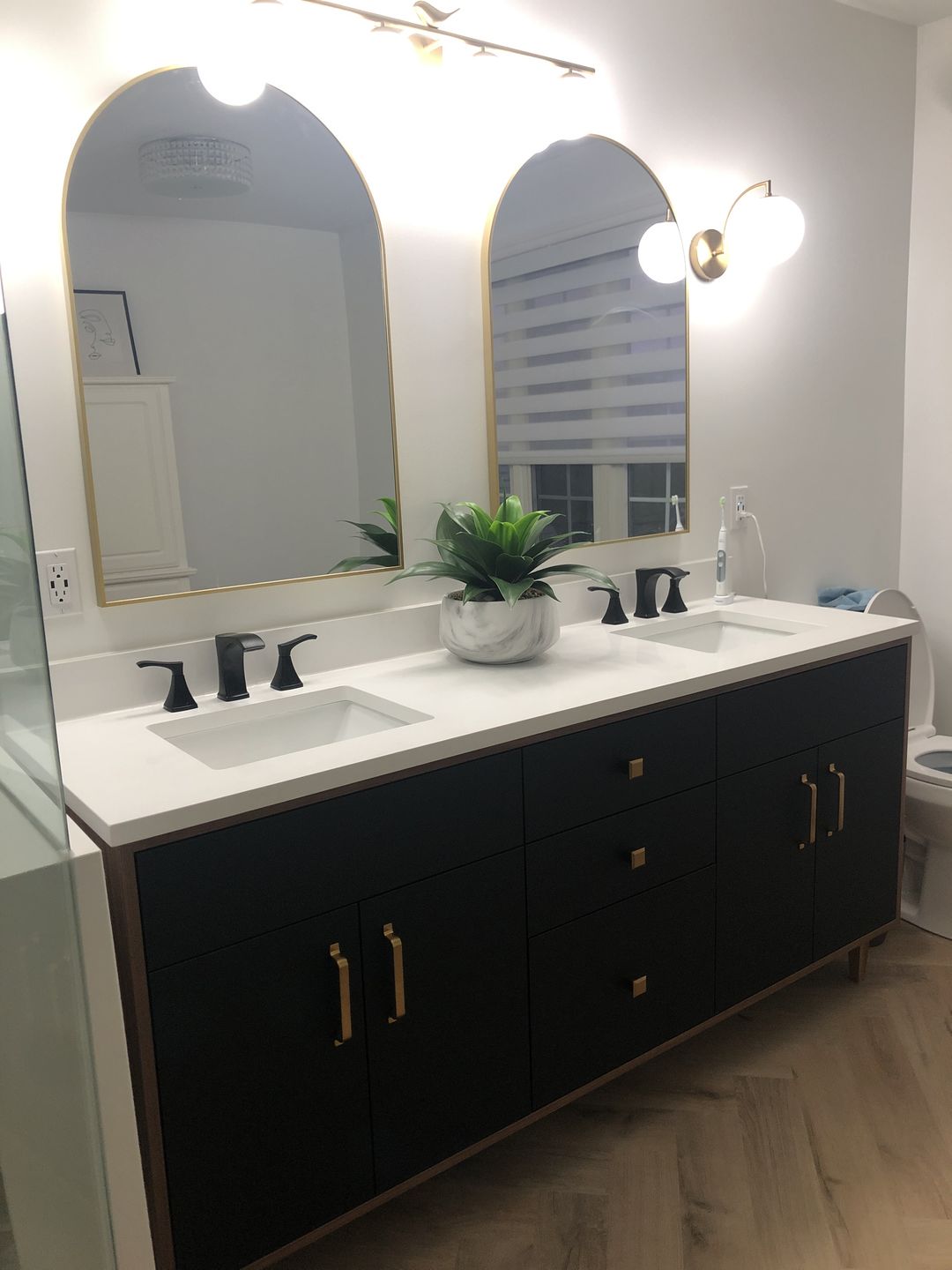 Customer photo review of Sidney 72" Matte Black Bathroom Vanity, Double Sink