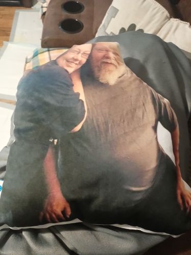 Customer photo review of Create A Custom Face Pillow
