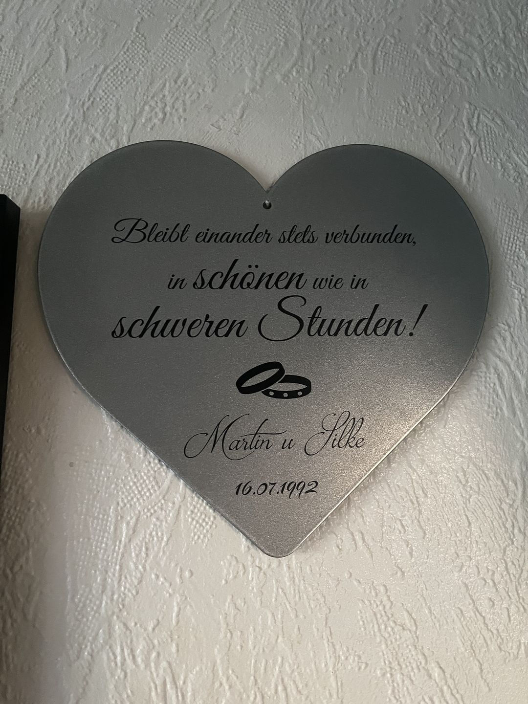 Customer photo review of Hochzeitsgeschenk - Dekoherz - In schönen wie in schweren Stunden aus edlem Stahl (personalisierbar)