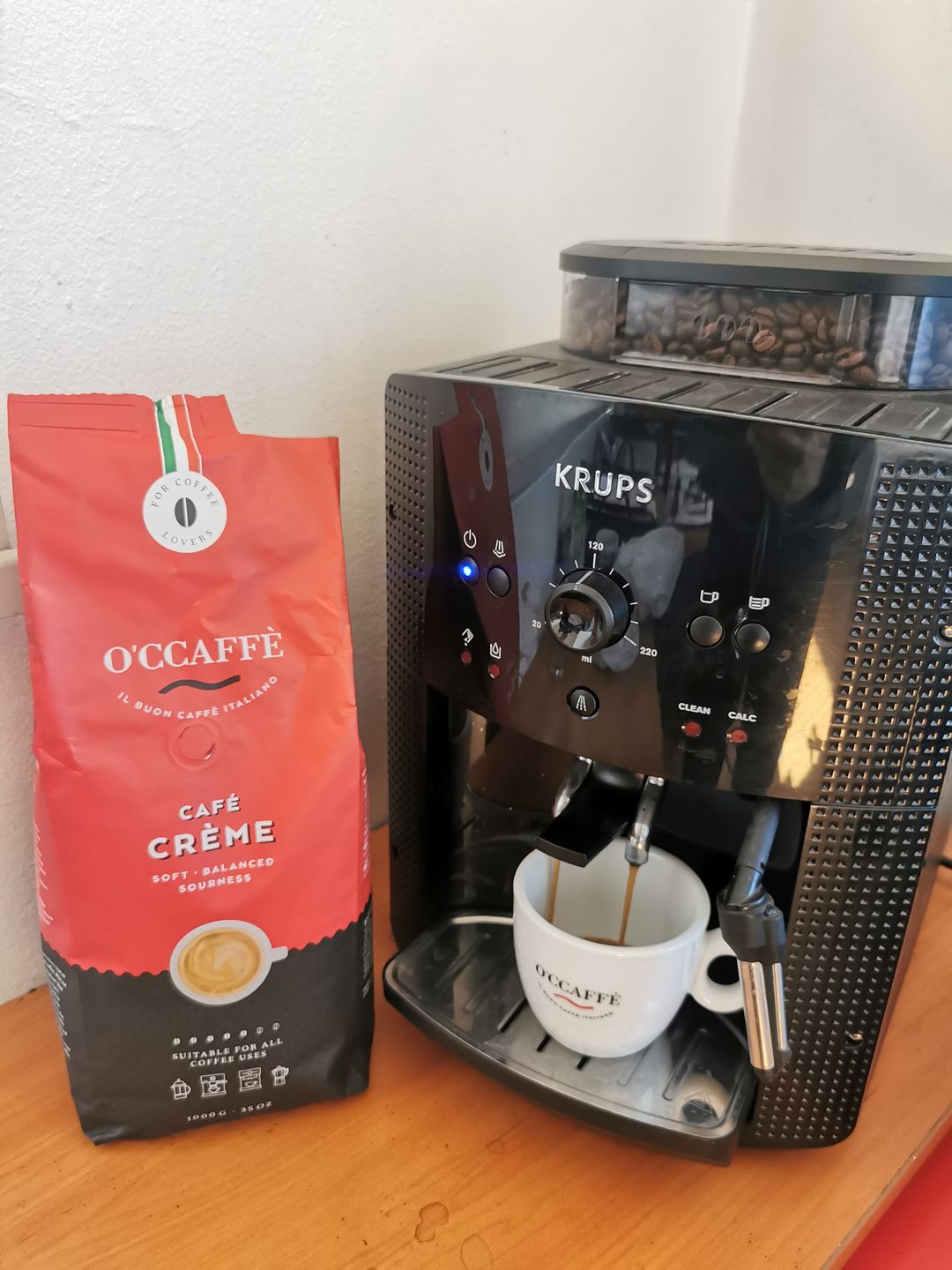 Customer photo review of Occaffe Grano Espresso Creme Rojo 1kg