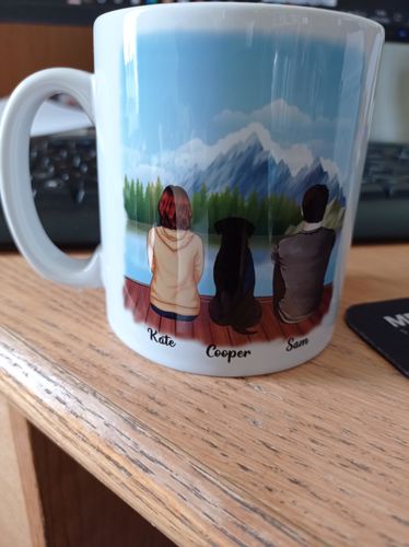 Customer photo review of Couple & Dogs -You me and the dog Personalised Mug