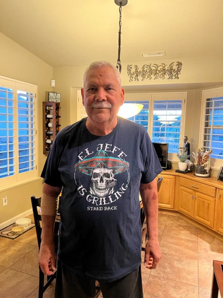 Customer photo review of Premium El Jefe Is Grilling OG Greaser Tee
