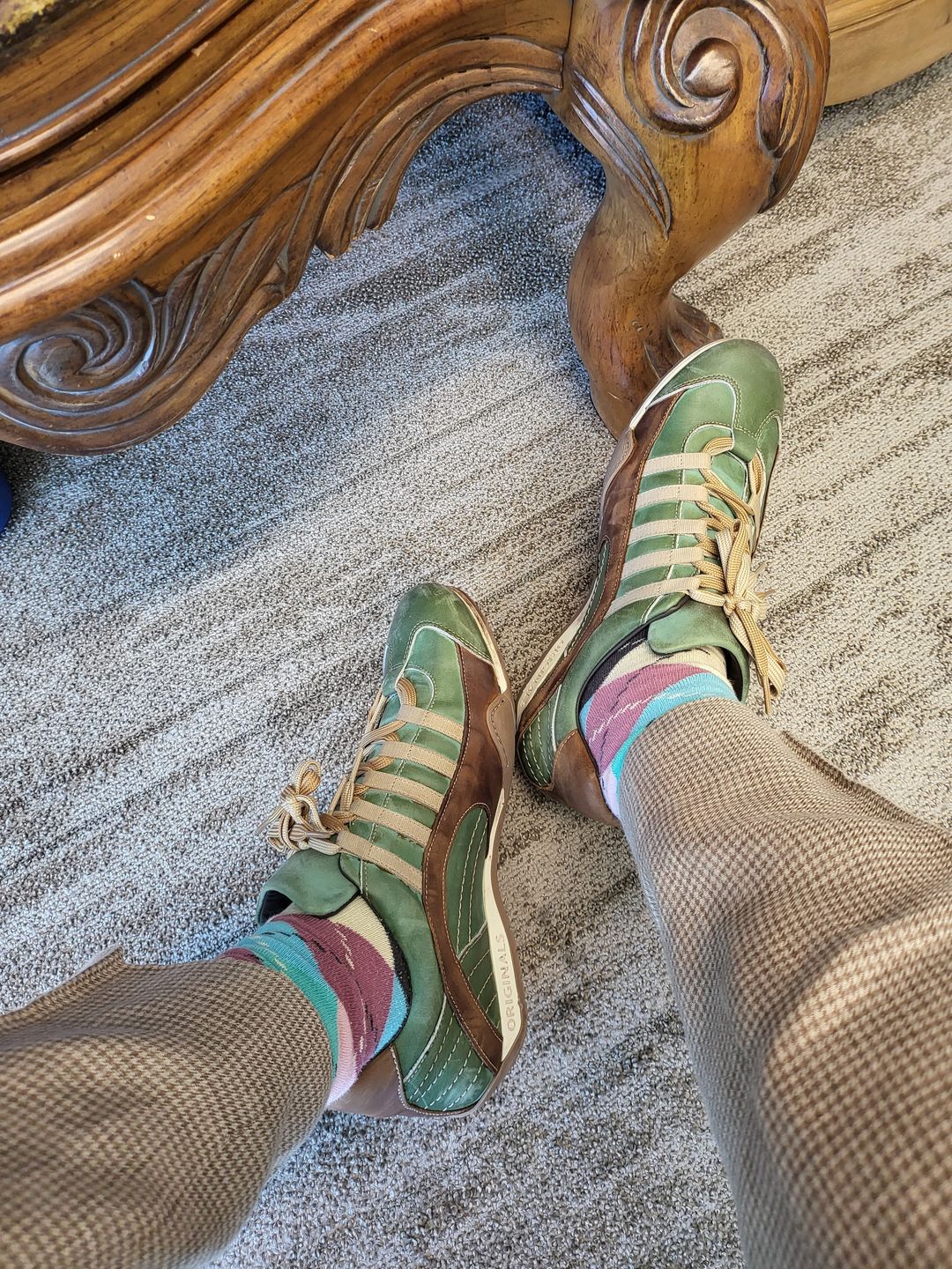 Customer photo review of Men's GrandPrix Sneaker in Verdolino (Green and Sand)