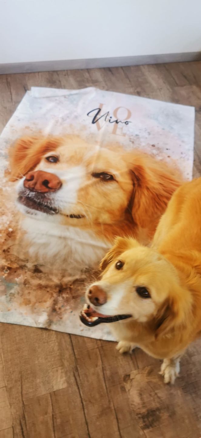 Customer photo review of Personalisierte Portrait Decke – Aquarell Stil