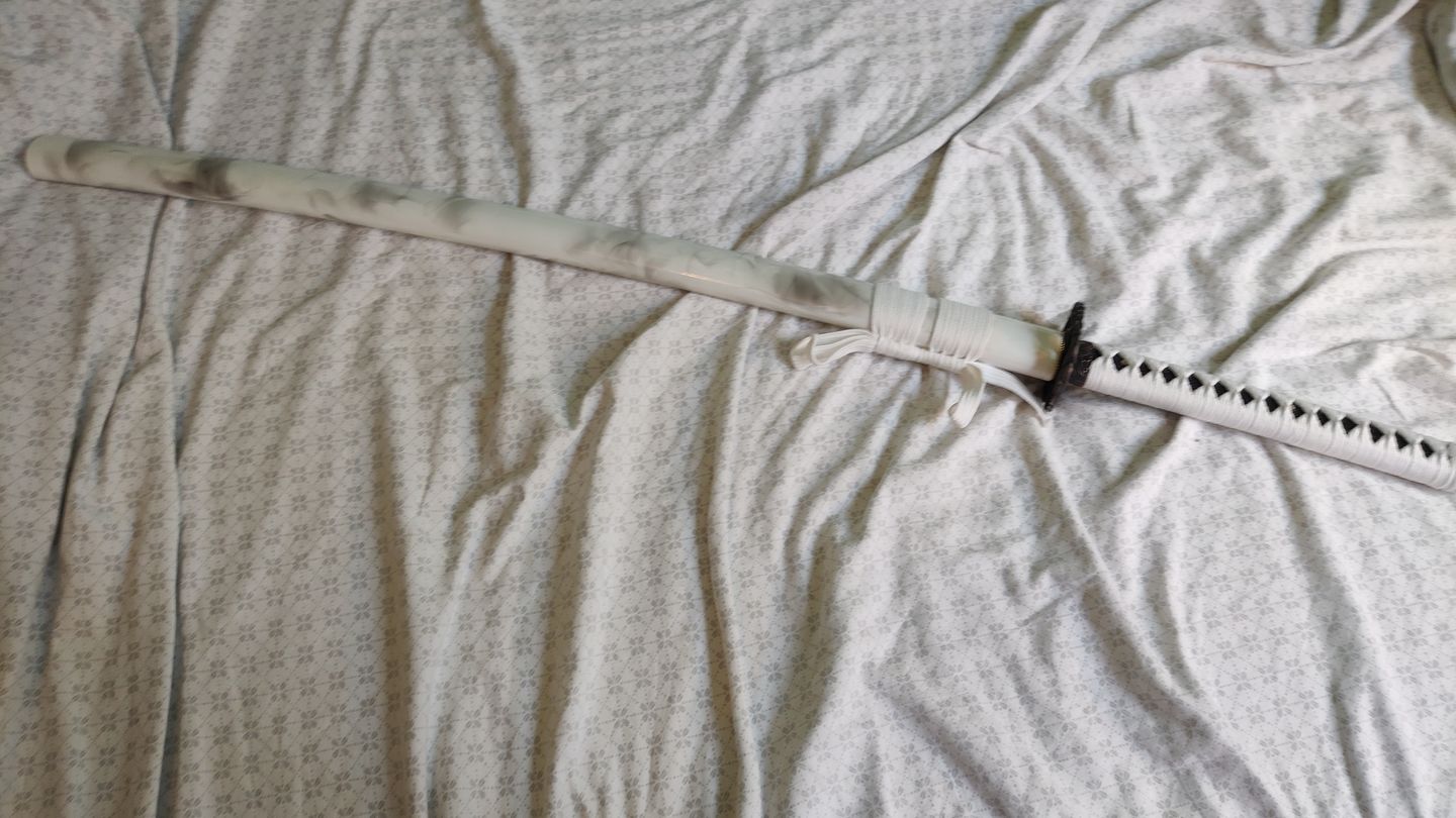 Customer photo review of The Shiroi Handmade Katana 1060 Carbon Steel