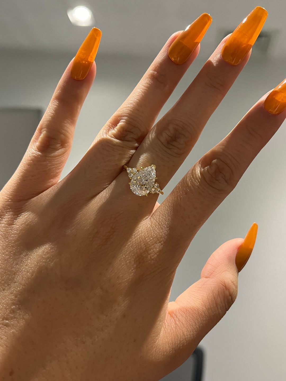 Customer photo review of Louily Pear Cut Simulated Diamond Engagement Ring In Sterling Silver